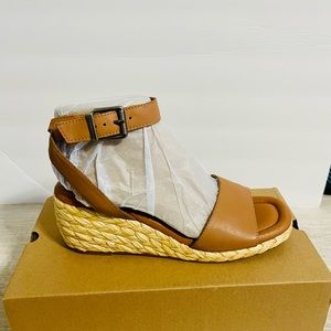 Lucky Brand Womens Nalmo Leather Ankle Strap Wedge Sandals